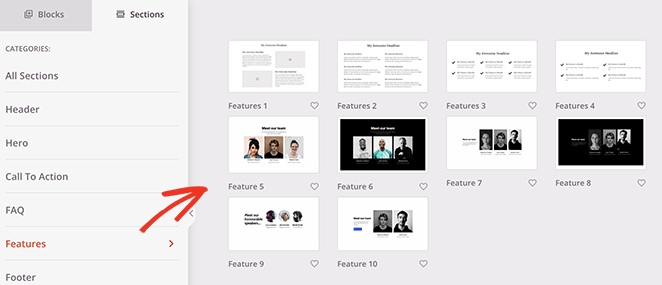 SeedProd feature sections