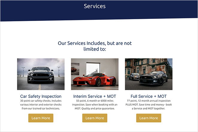 service page design example