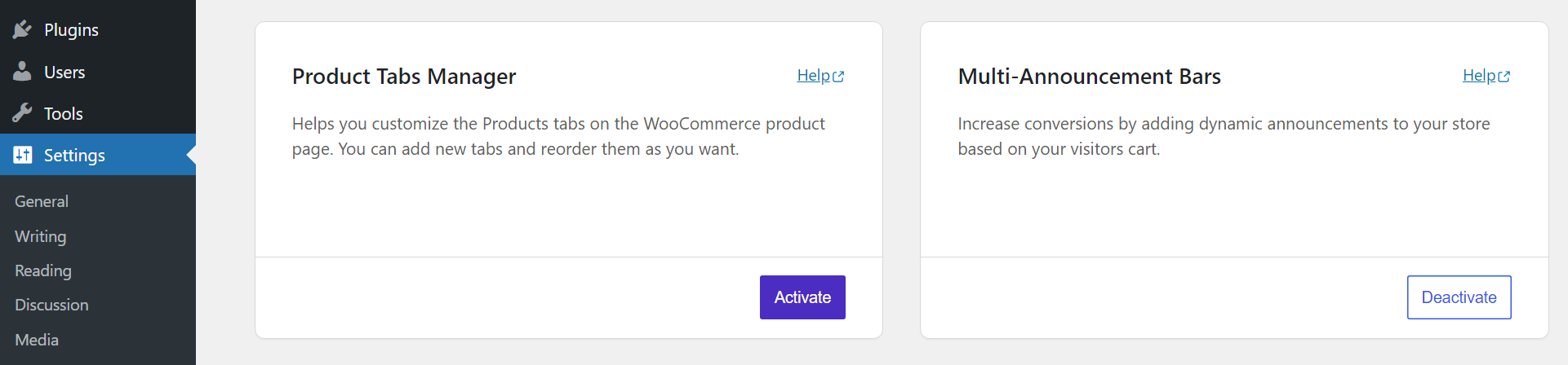 在 Sparks WooCommerce 设置中激活产品选项卡管理器。