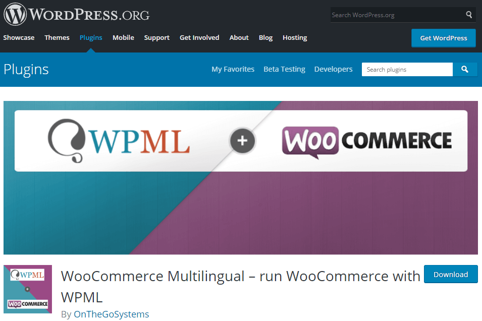 Pagina del plug-in WooCommerce + WPML: negozio multilingue WooCommerce