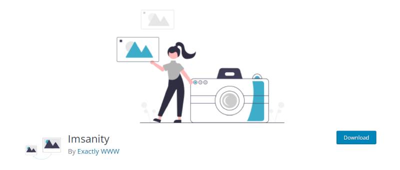 Capture d'écran de la page de téléchargement du plugin Imsanity wordpress pour les photographes
