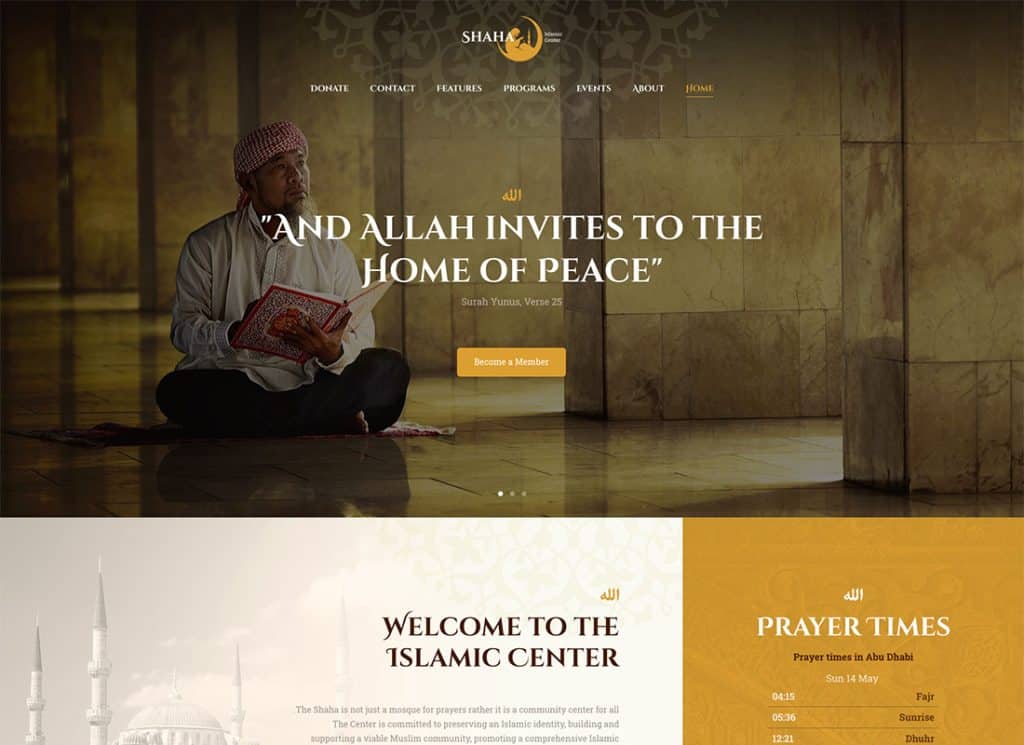 Shaha – WordPress-Theme für islamisches Zentrum und Moschee