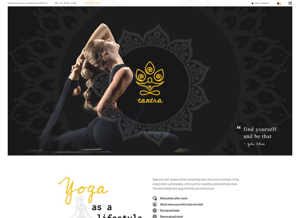 Tantra – WordPress-Theme für Yoga-Studio und Fitnessclub