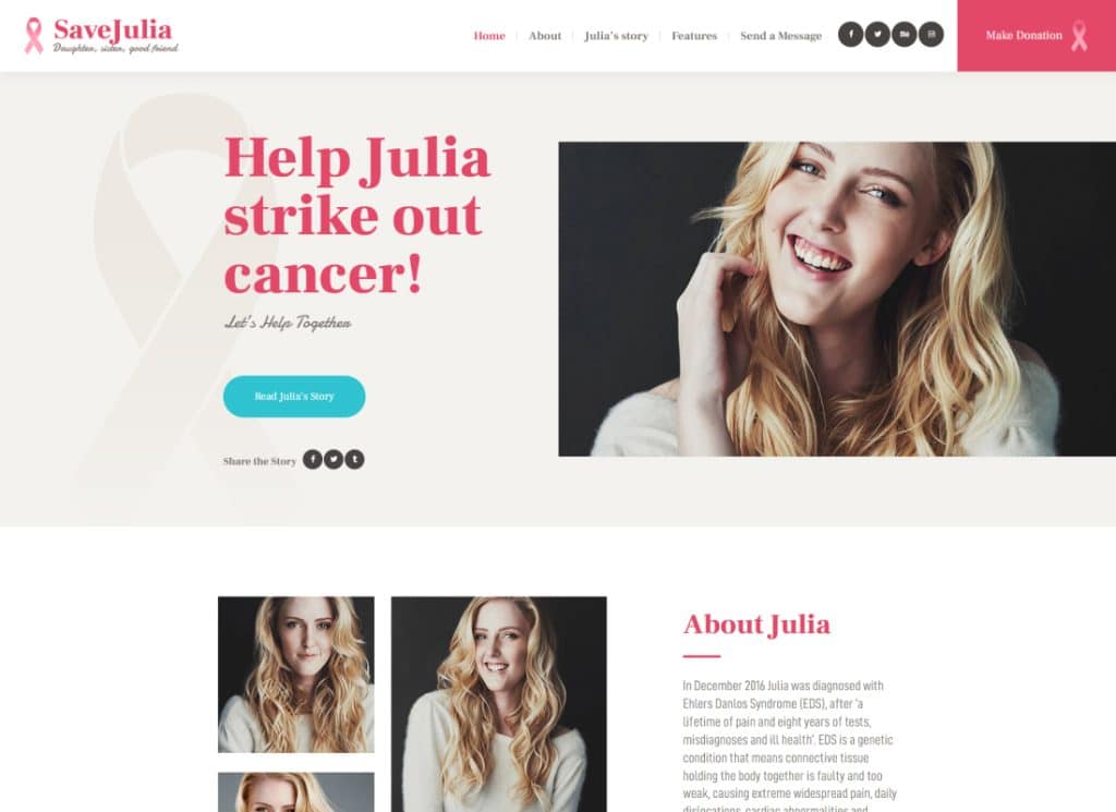 Save Julia - Tema de WordPress para donaciones y recaudación de fondos