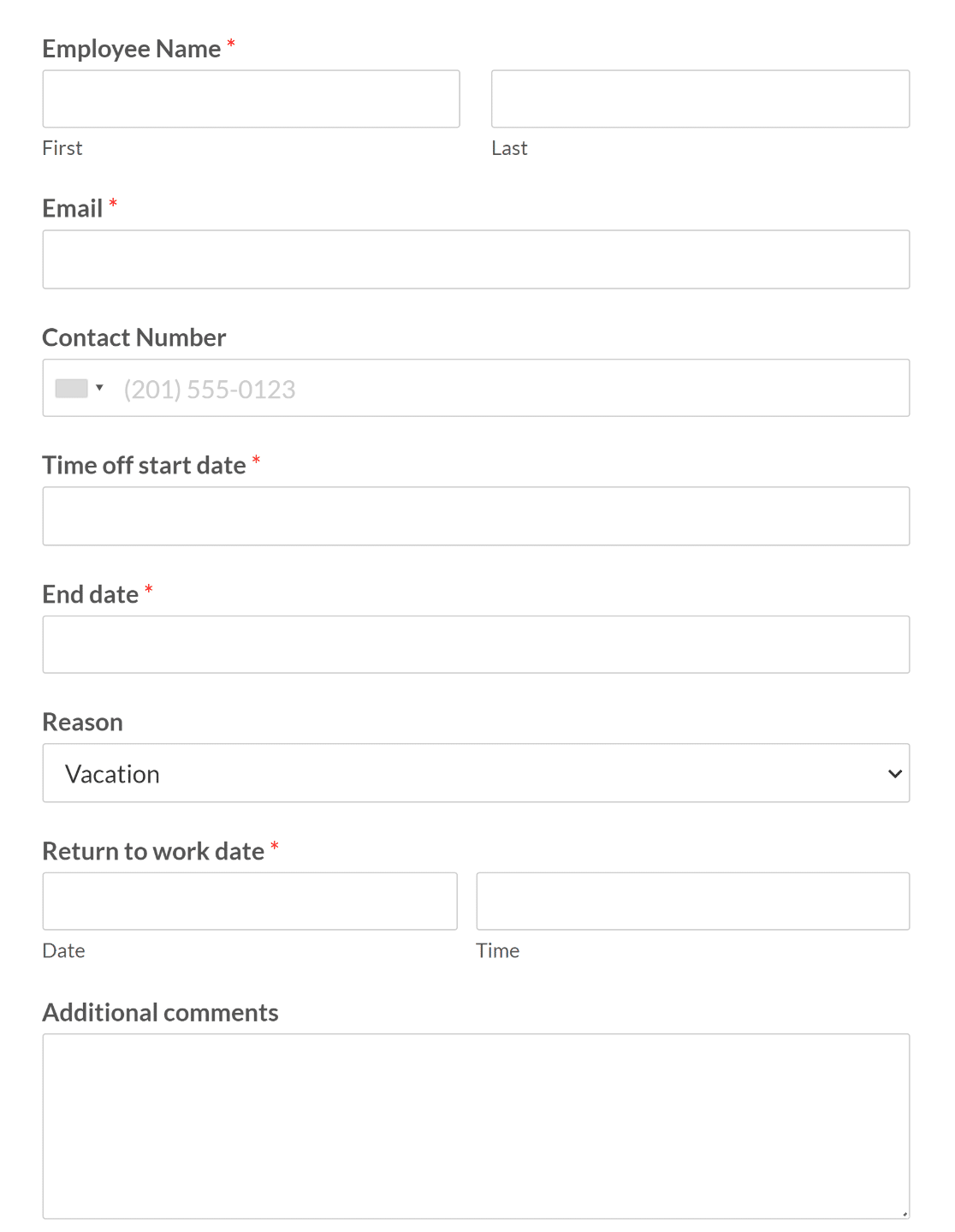 Use the time off request form template