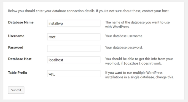 Cette image montre la partie personnalisation de l'installation de WordPress.