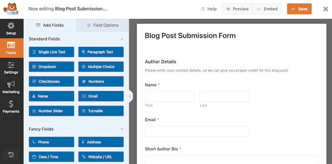 The WPForms form builder plugin