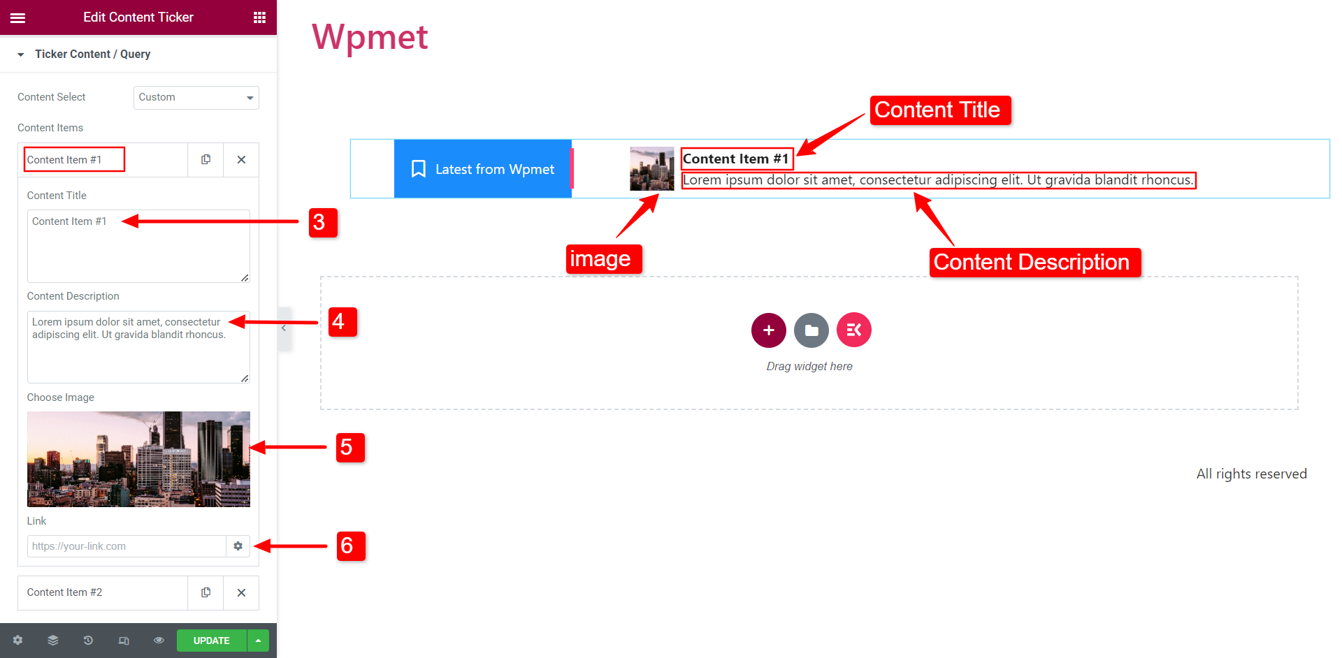 News Ticker dans WordPress - Contenu personnalisé