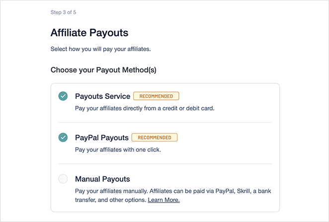 AffiliateWP payouts setup