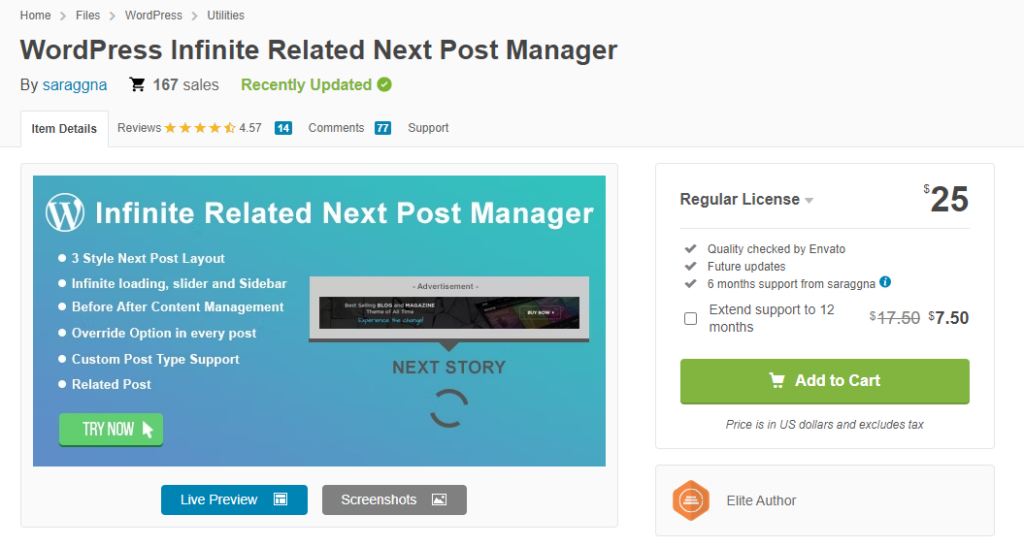 WordPress Infinite Related Next Post Manager