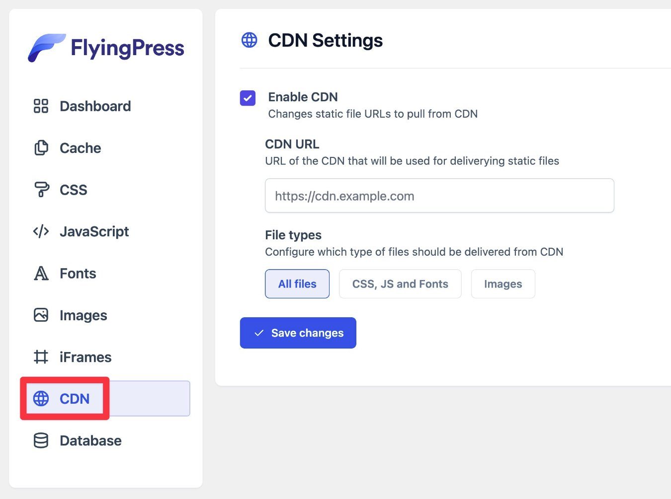 Opzioni CDN FlyingPress