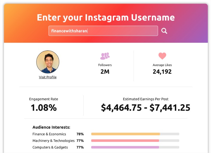 Hub dell'influencer di Instagram