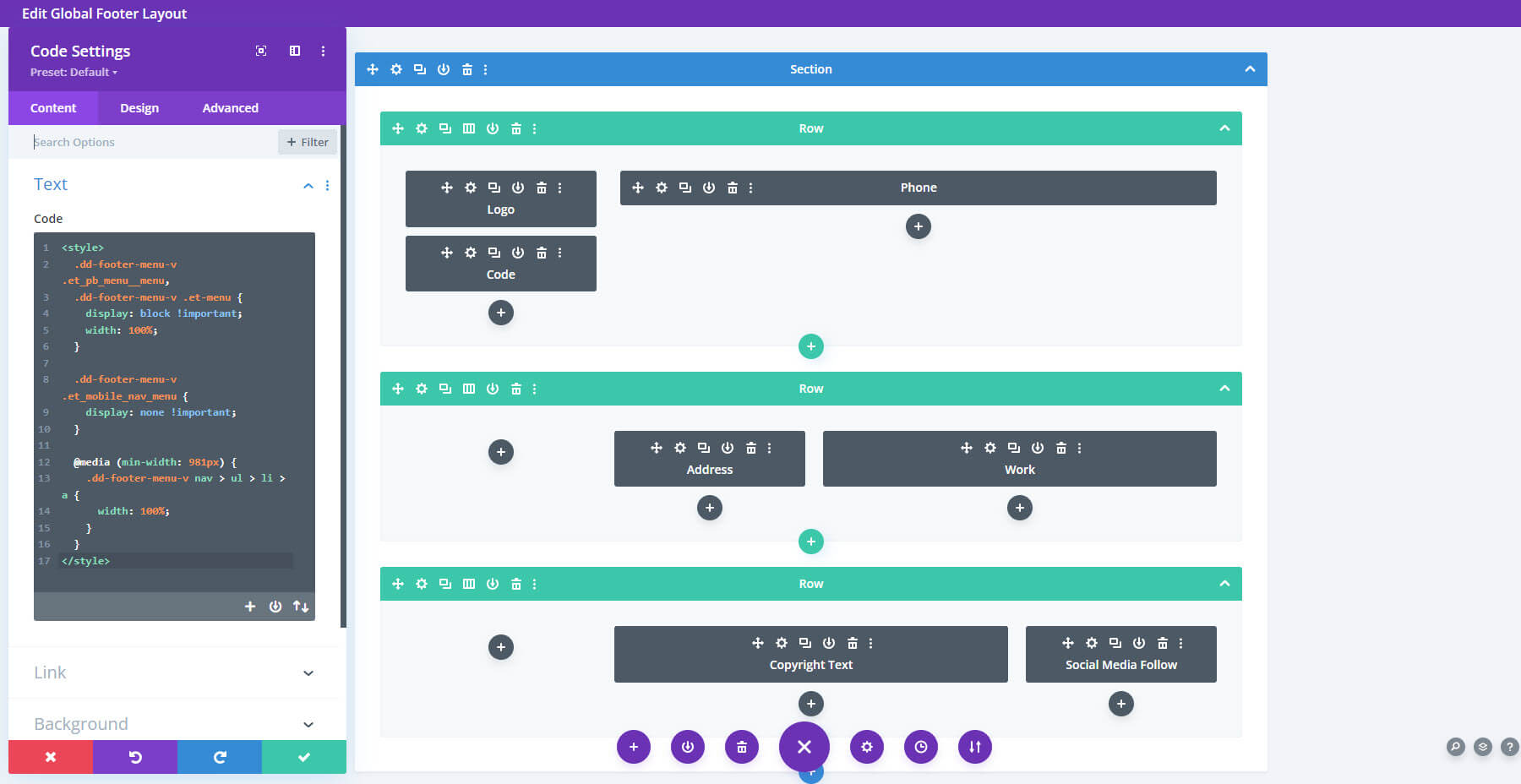 Dispositions des packs de pieds de page Divi