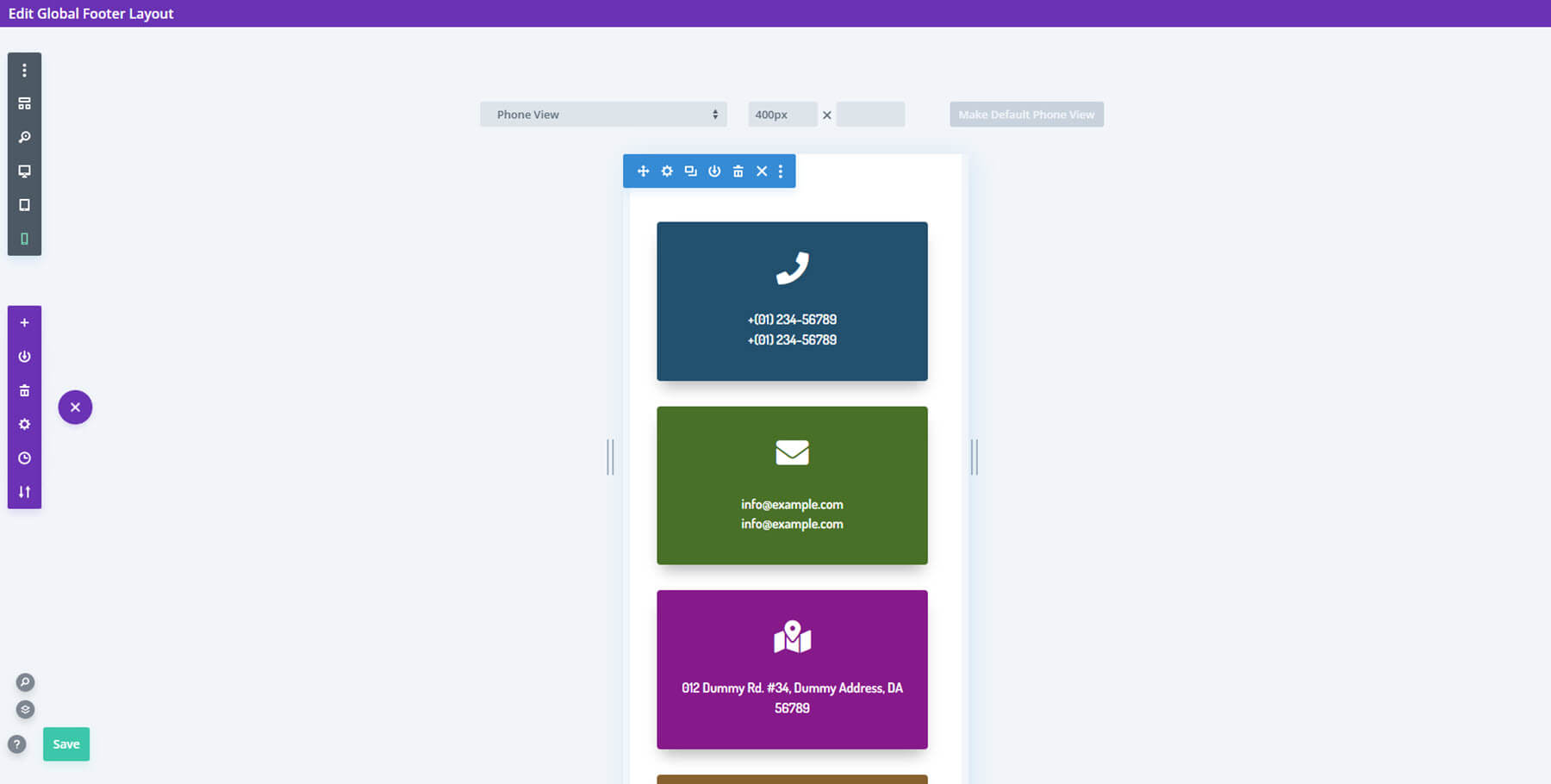 Dispositions des packs de pieds de page Divi