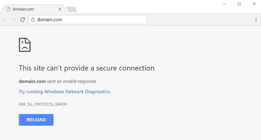 ERR_SSL_PROTOCOL_ERROR in chrome