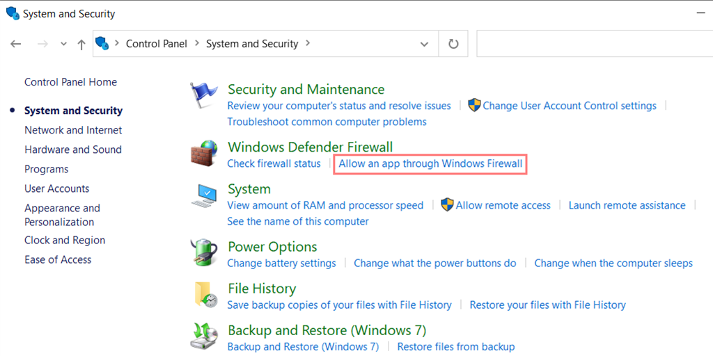 Allow app through Windows Firewall