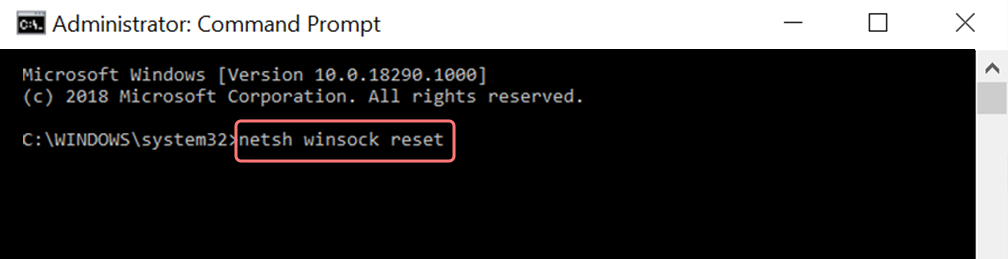netsh winsock reset