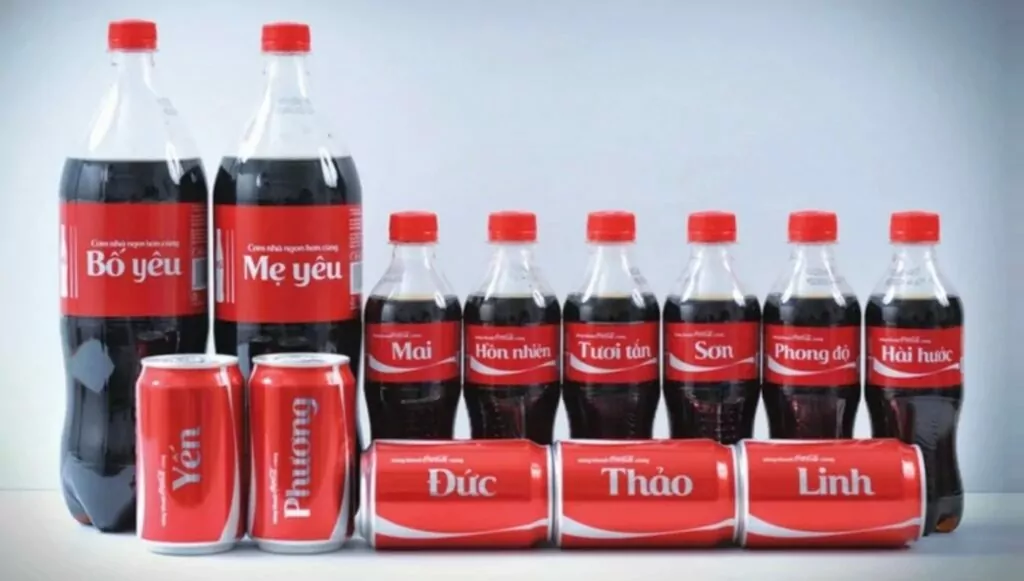 Share a Coke bottles 在越南的本地化营销示例