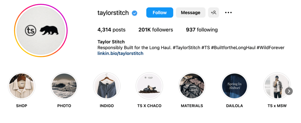 taylorstich instagram profile-美国服装品牌的例子