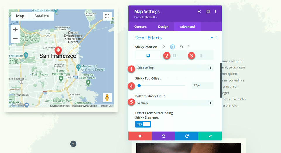 Divi fügt Sticky Map-Modul-Scroll-Effekte hinzu