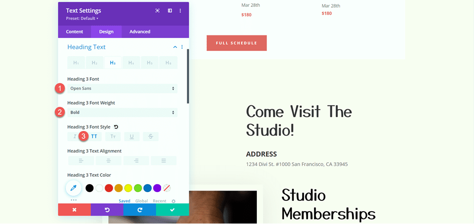 Divi Add Sticky Map Module H3 Font