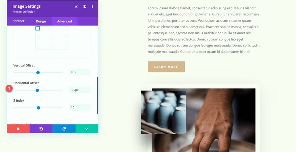 Divi Menambahkan Modul Peta Lengket Offset Horizontal