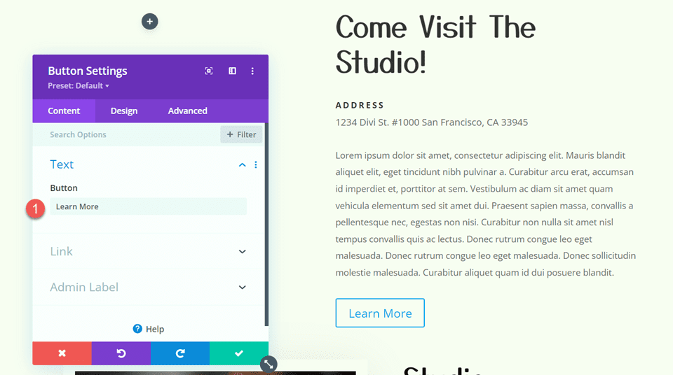 Divi Add Sticky Map Module Buttons Text