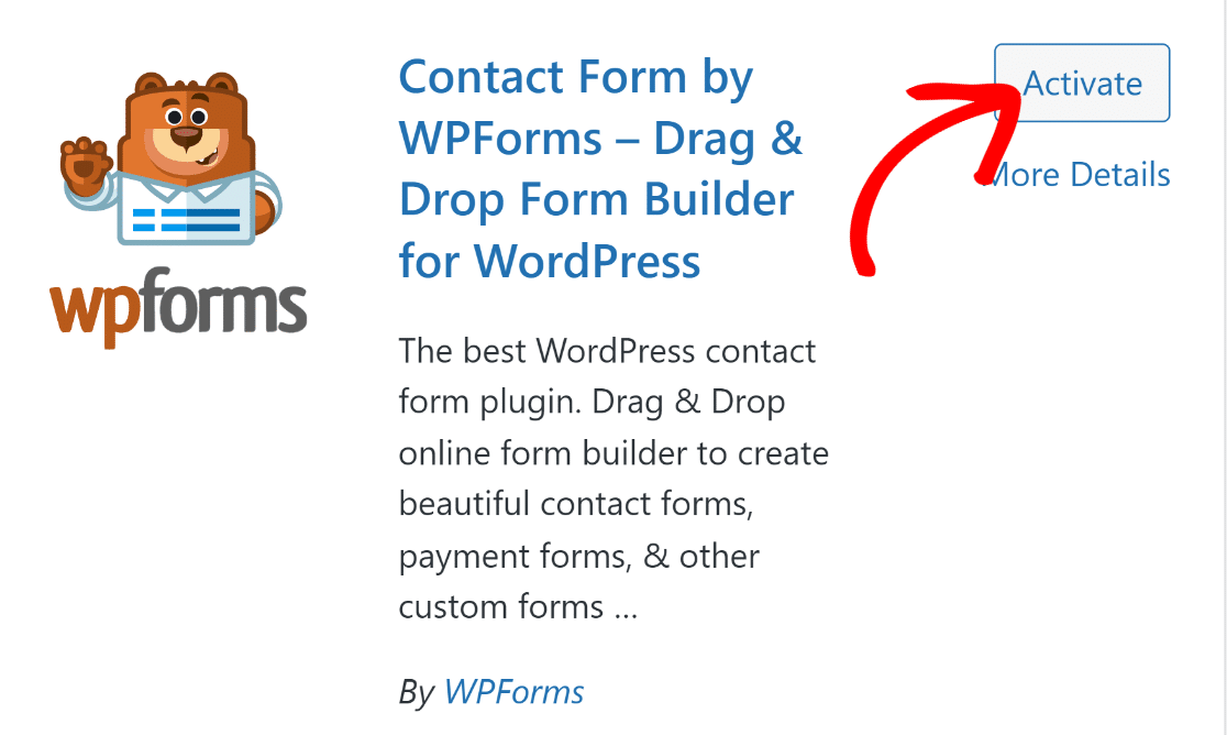 Activate WPForms Lite