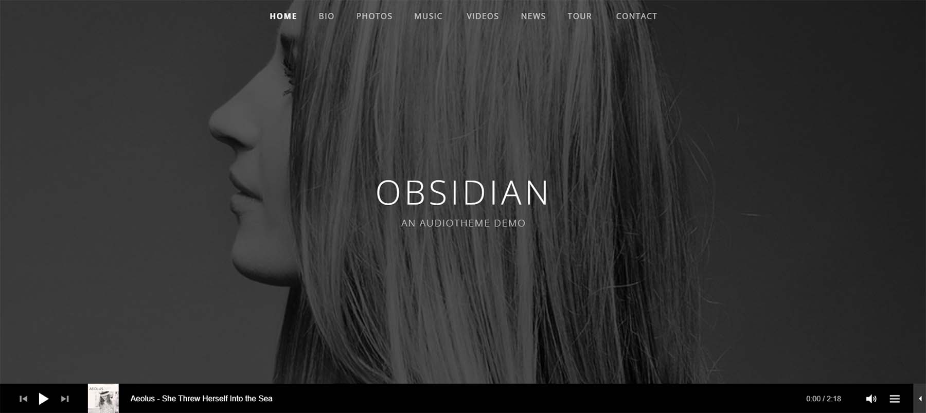 Obsidian, um tema Audiotheme WordPress para músicos