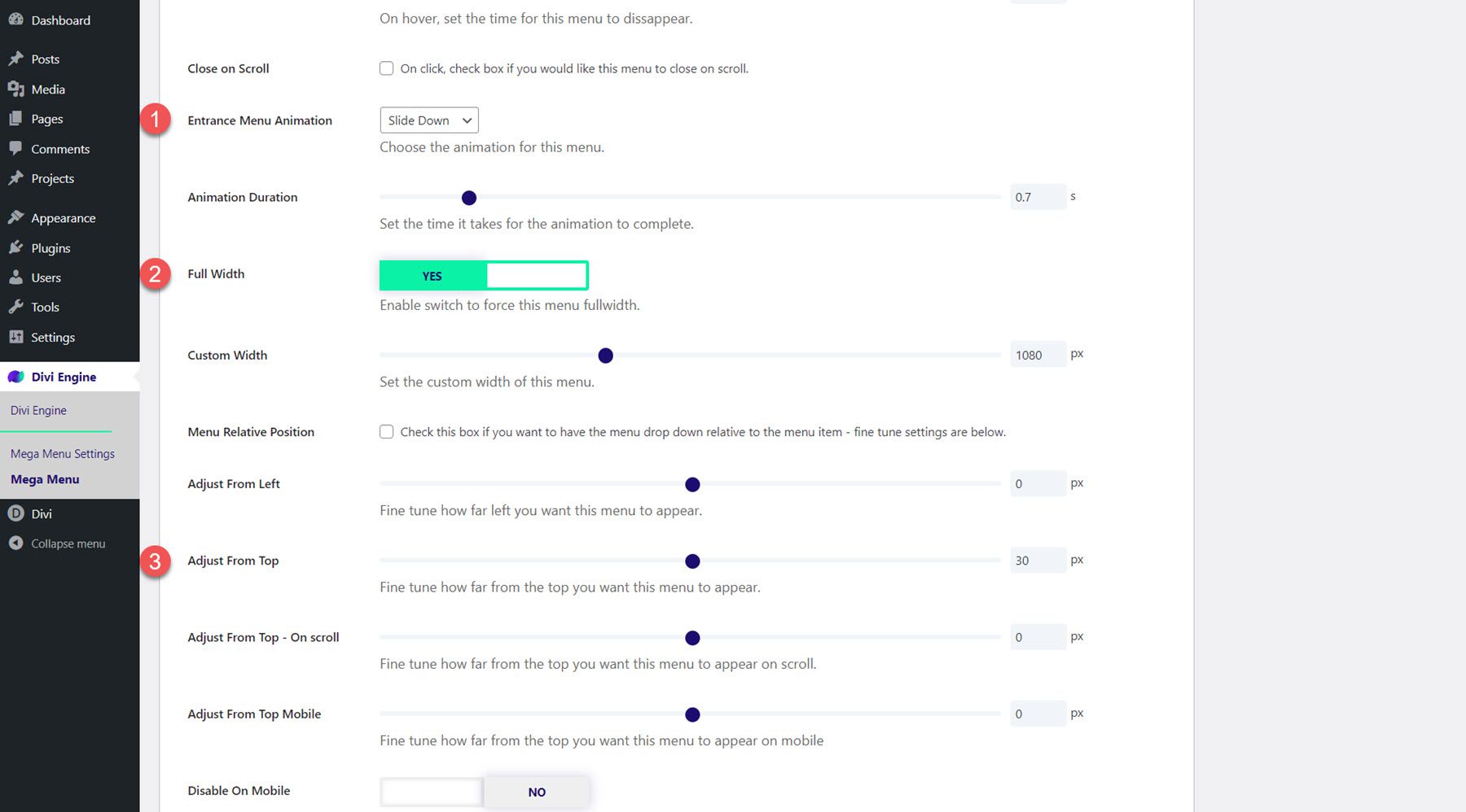 Divi Mega Menu Mega Drop-Down-Modul-Layoutstileinstellungen