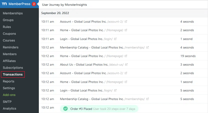 Viewing the Customer Journey of a Single Transaction