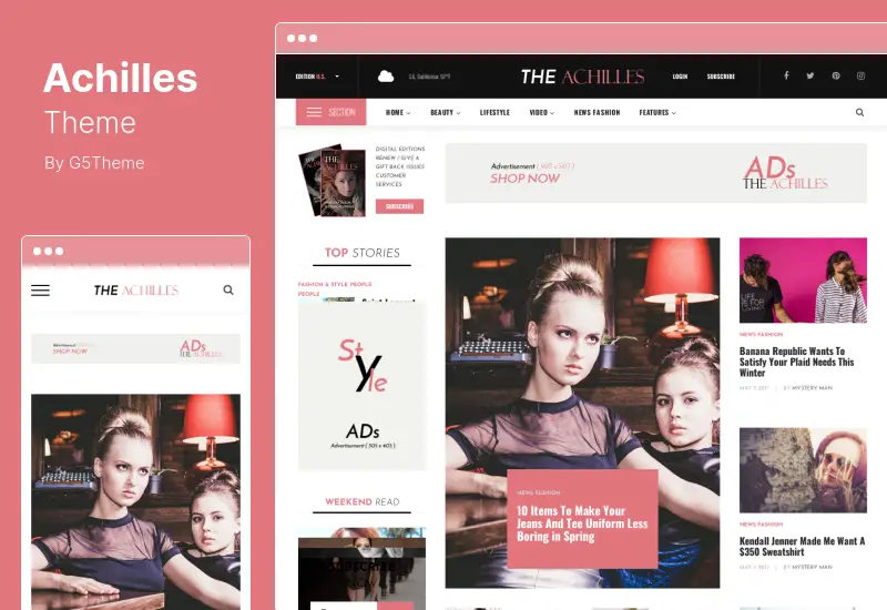 Achilles Theme - Tema multipropósito de WordPress para revistas y blogs