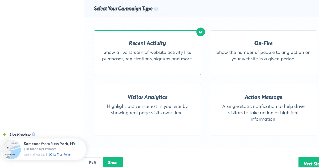 TrustPulse campaign type