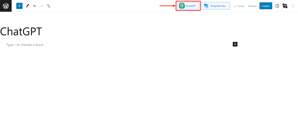 ChatGPT Addon in WordPress Editor