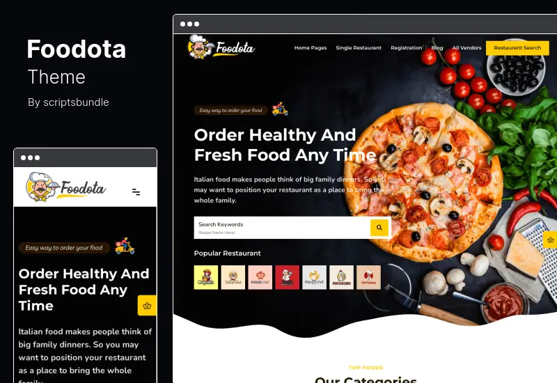 Foodota テーマ - オンライン食品配達 WordPress テーマ