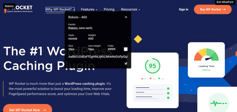 Whatfont クロム拡張機能 - 出典: WP Rocket