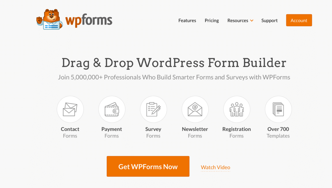 WPForms homepage