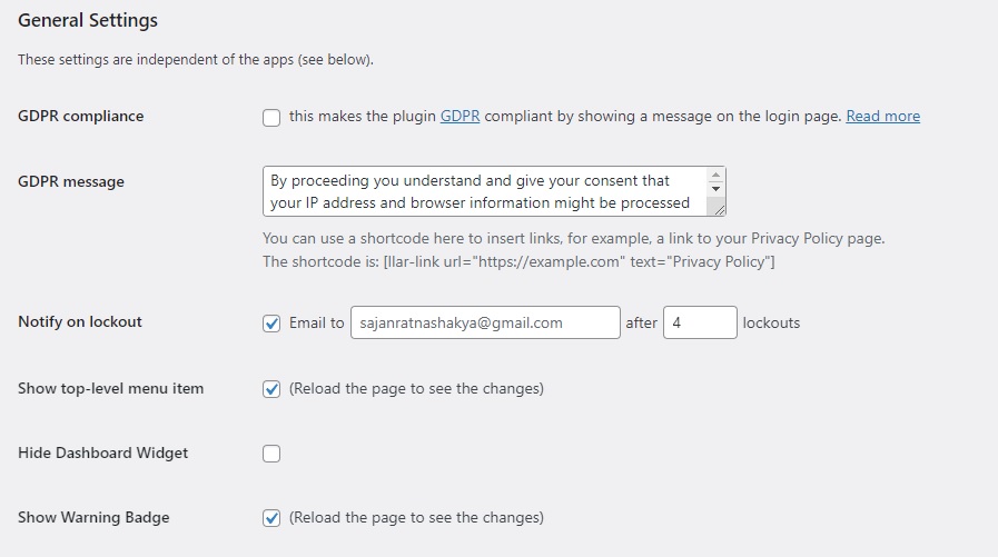 configurações gerais limitam as tentativas de login do wordpress