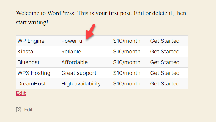 ตารางในส่วนหน้า - สร้างตารางใน WordPress