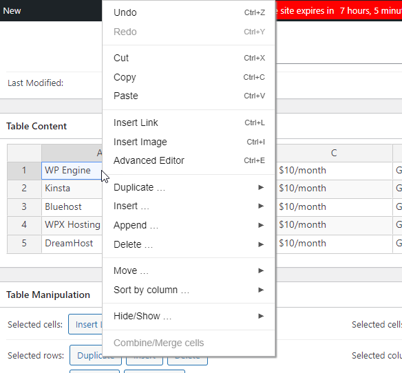 mais opções de configuração