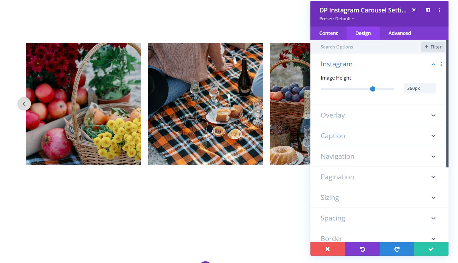 ارتفاع صورة Divi Social Plus في Instagram الدائري