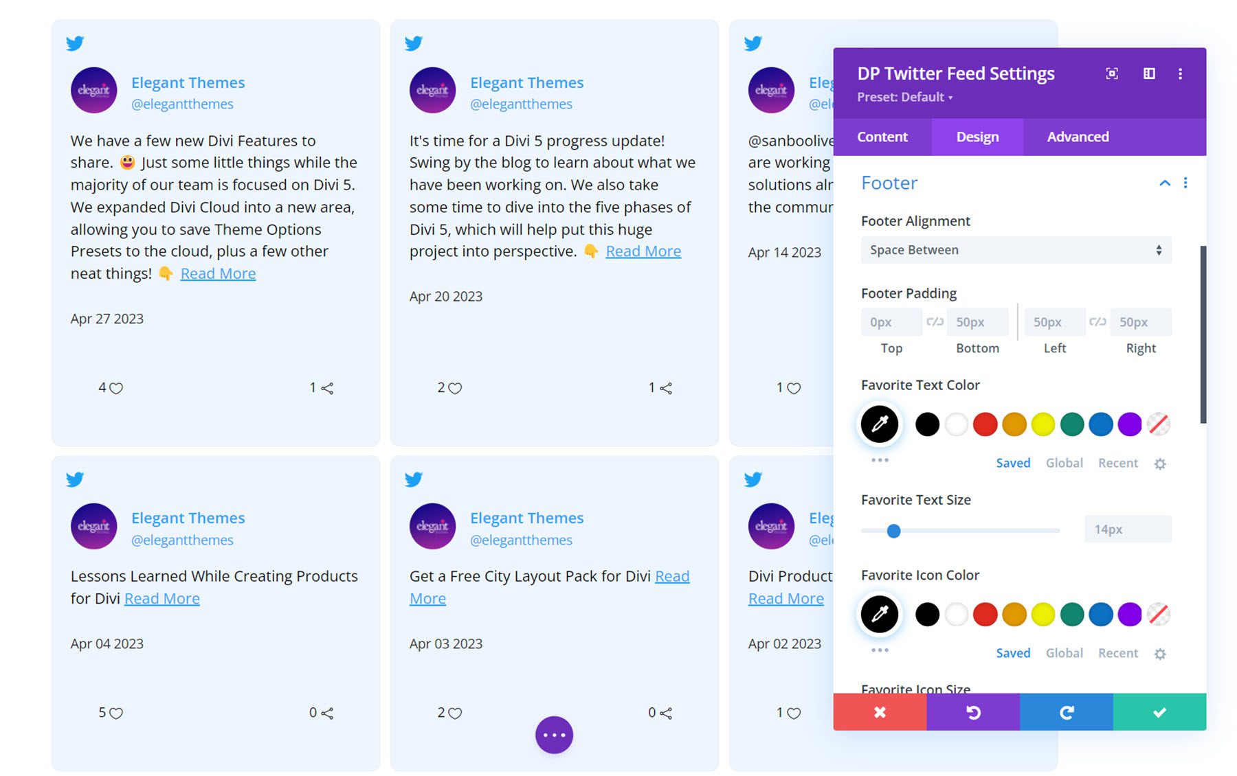 Divi Social Plus Twitter Feed 頁腳