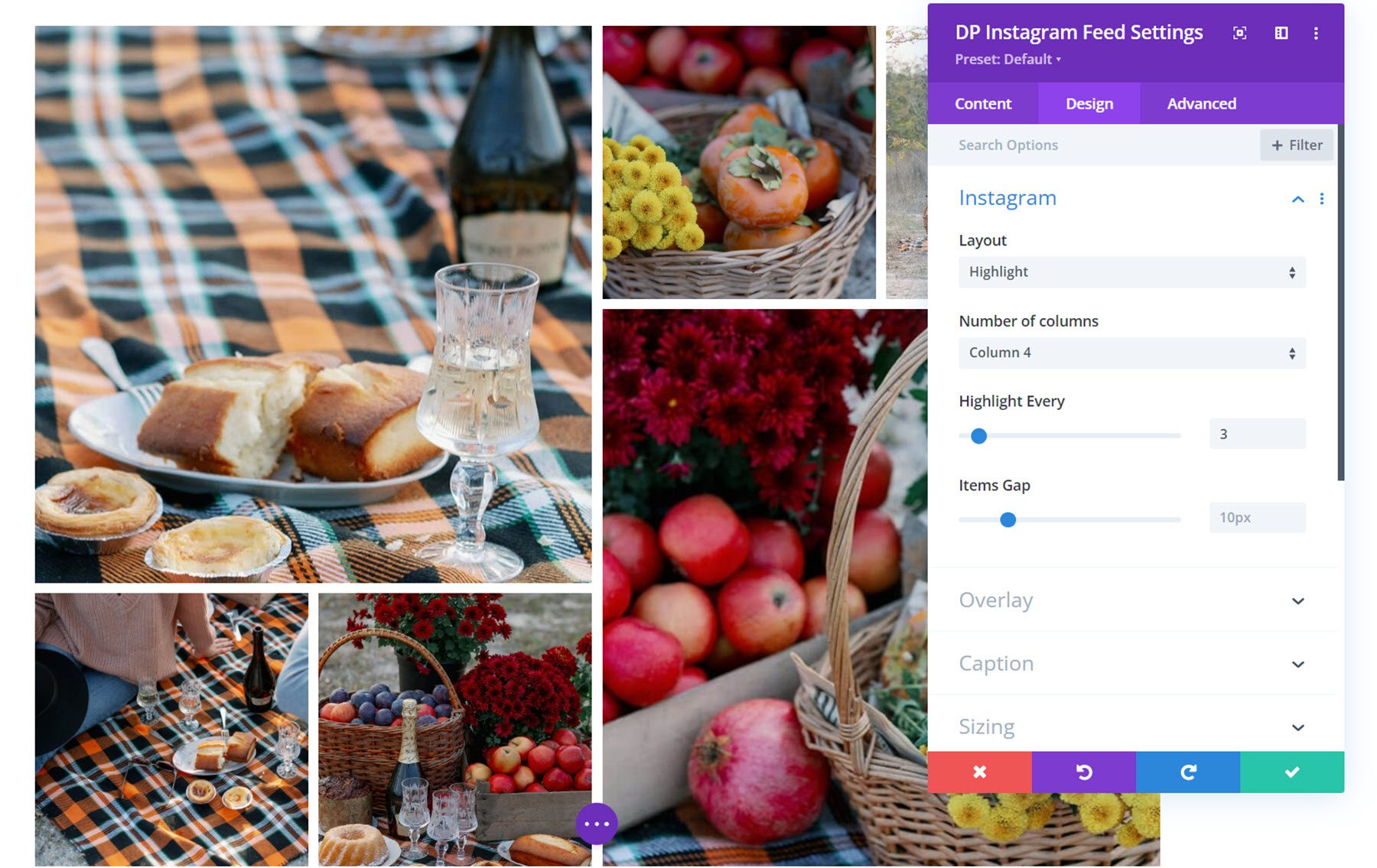 Divi Social Plus ฟีด Instagram การตั้งค่า Instagram