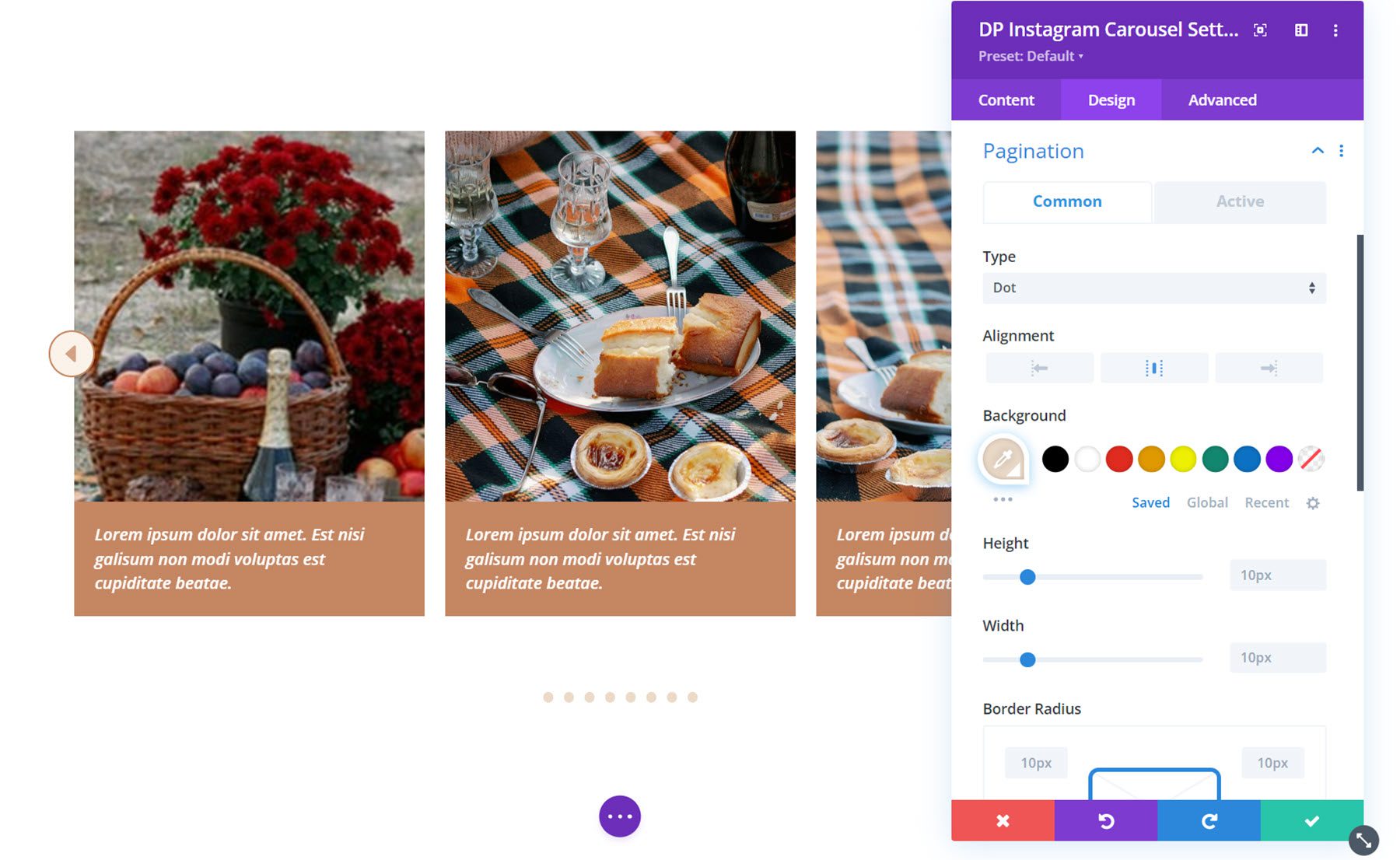 Divi Social Plus Instagram Carousel Paginazione