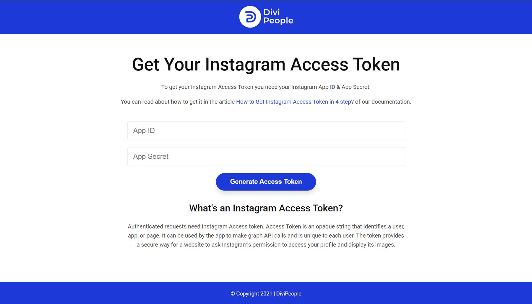 Token de acceso a Instagram de Divi Social Plus