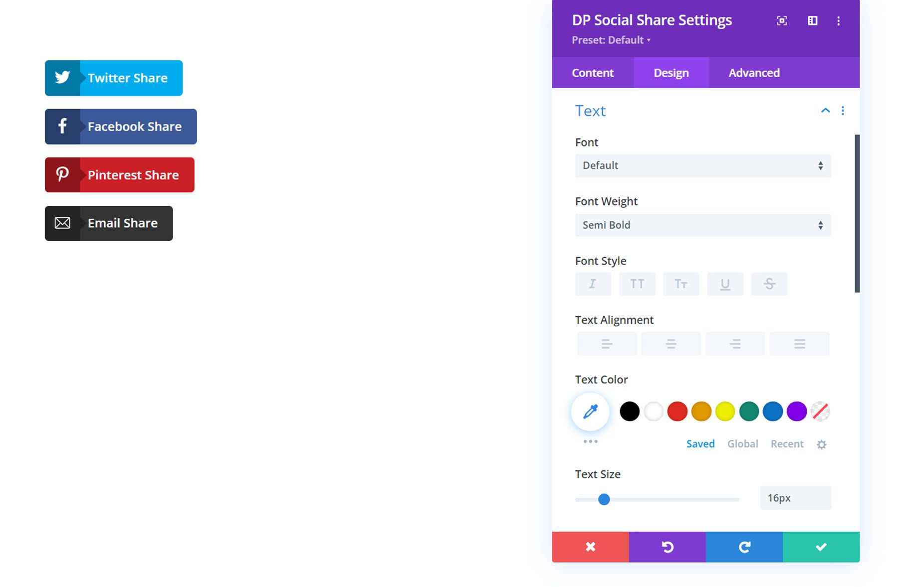 Divi Social Plus Social Share-Text