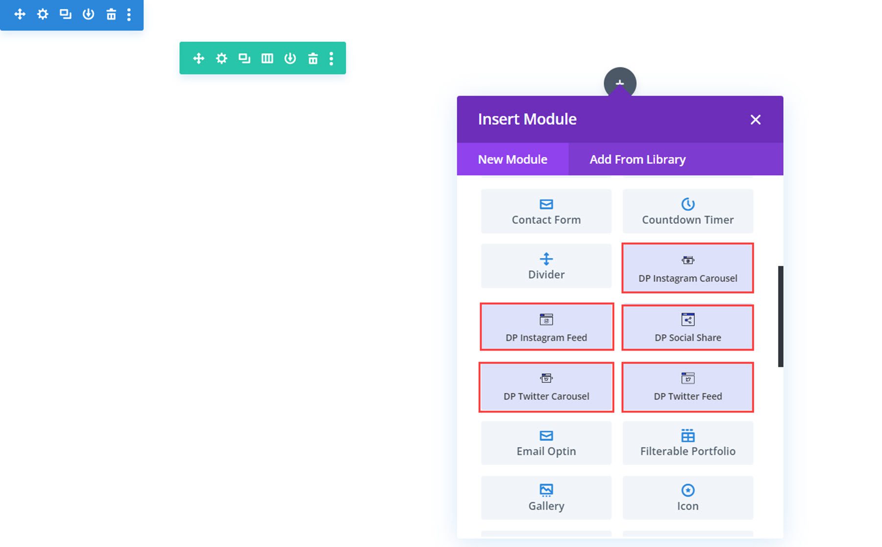 โมดูล Divi Social Plus