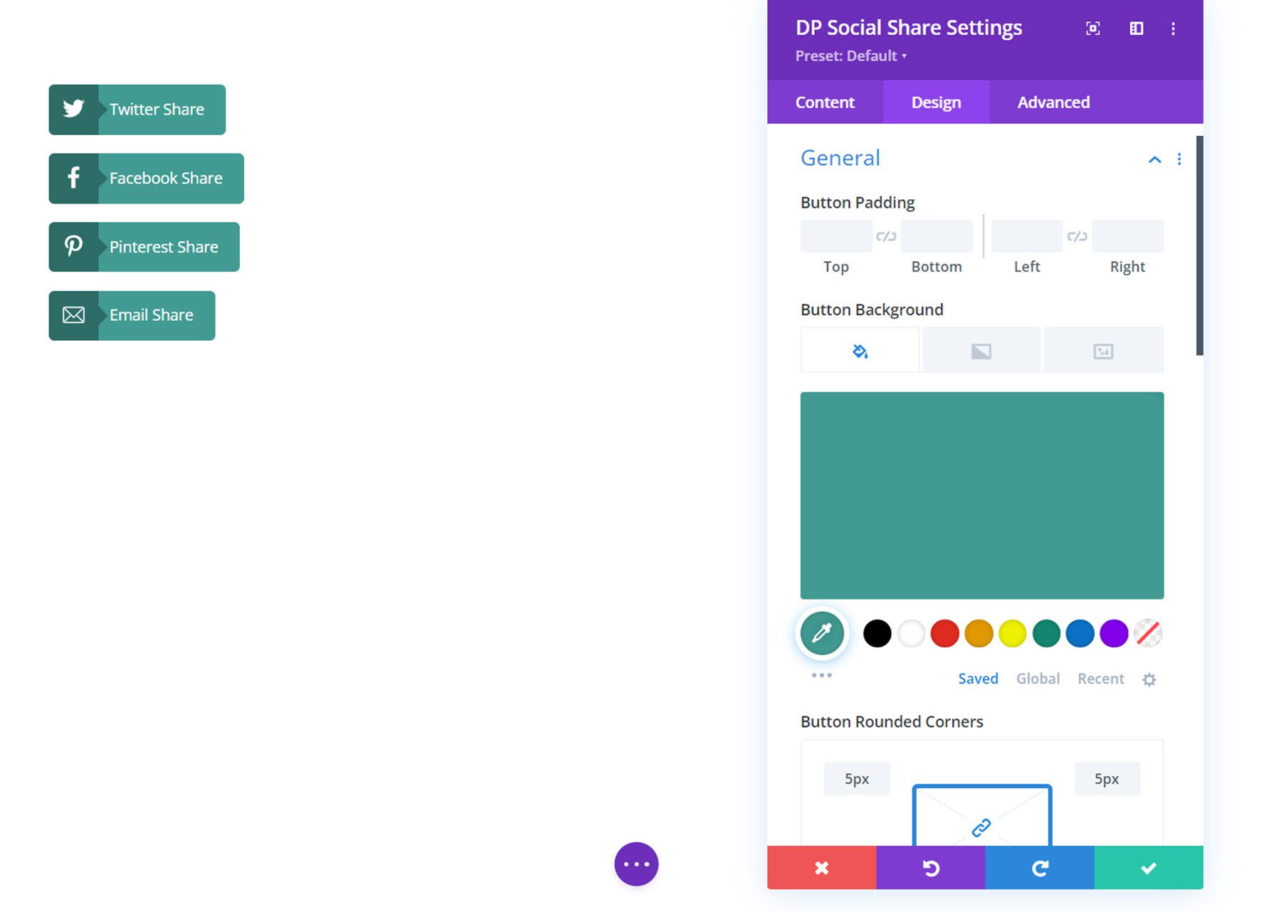 Divi Social Plus Sosyal Paylaşım Düğmesi Arka Planı