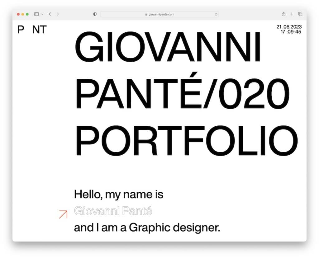 esempio di progettazione di portfolio in bianco e nero