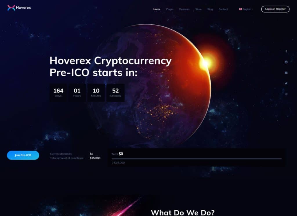 Hoverex | Temi WordPress per criptovalute, NFT e ICO + spagnolo